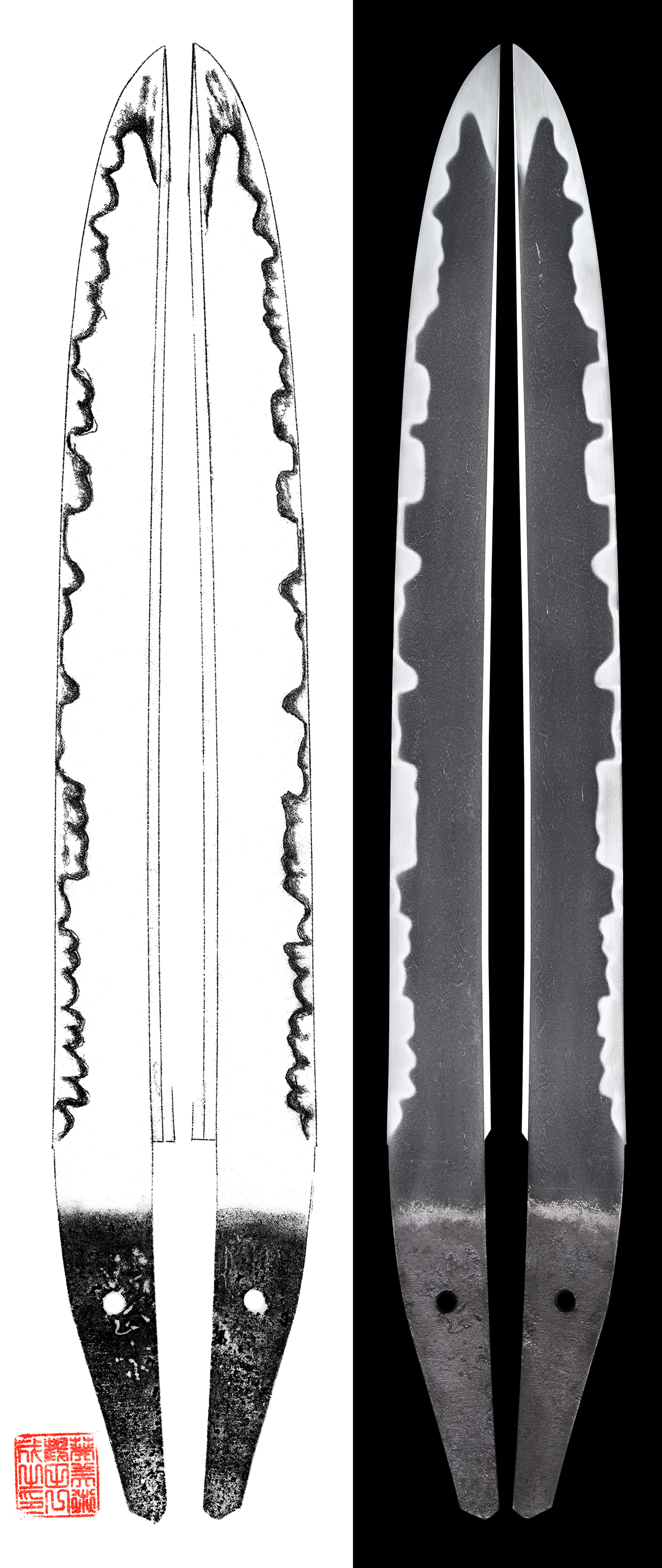 Blade inscribed by Muramasa  鮫皮研出鞘大小拵 Blade and Mounting