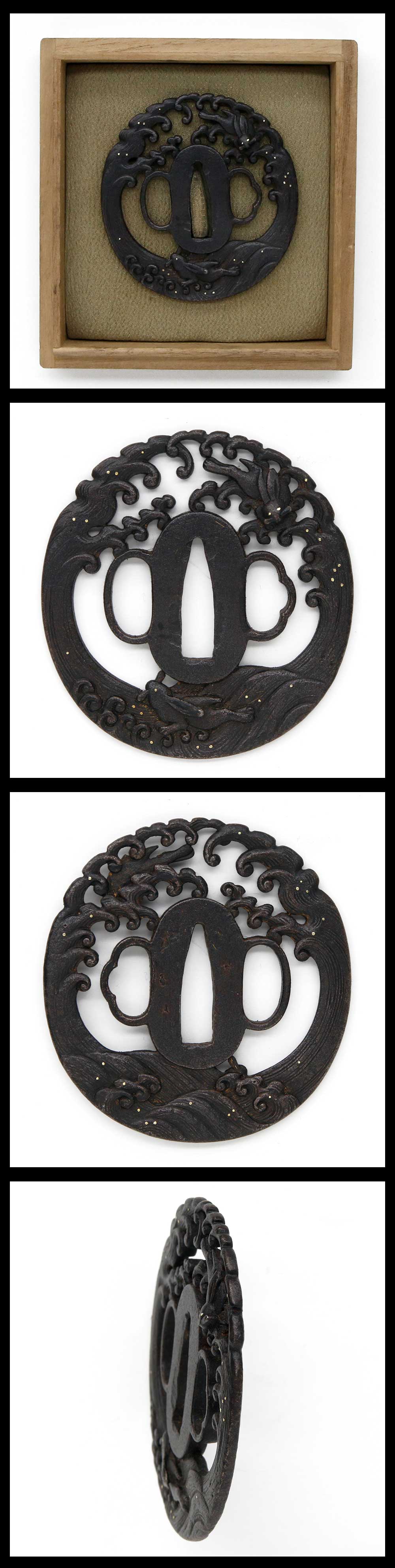 鍔：無銘 波と兎 | 日本刀販売の葵美術